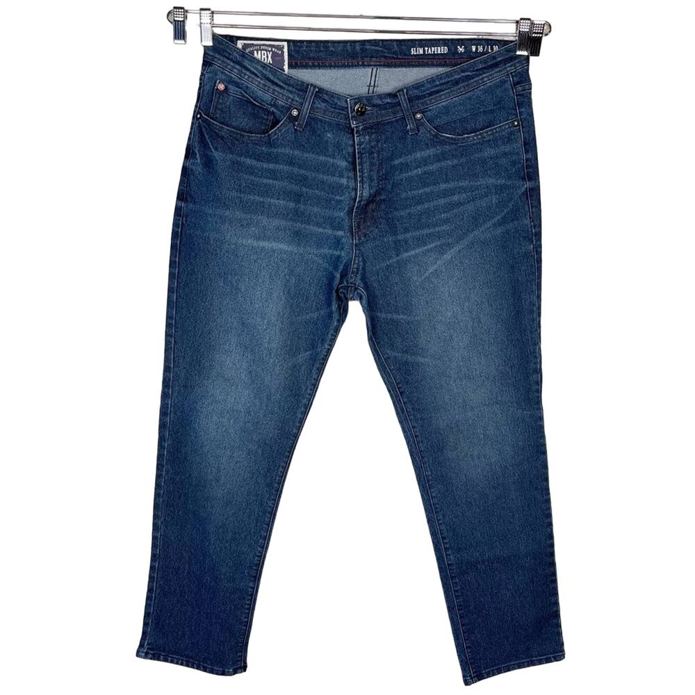 MBX | Blue Dark Wash Slim Tapered Jeans |‎ Bottoms